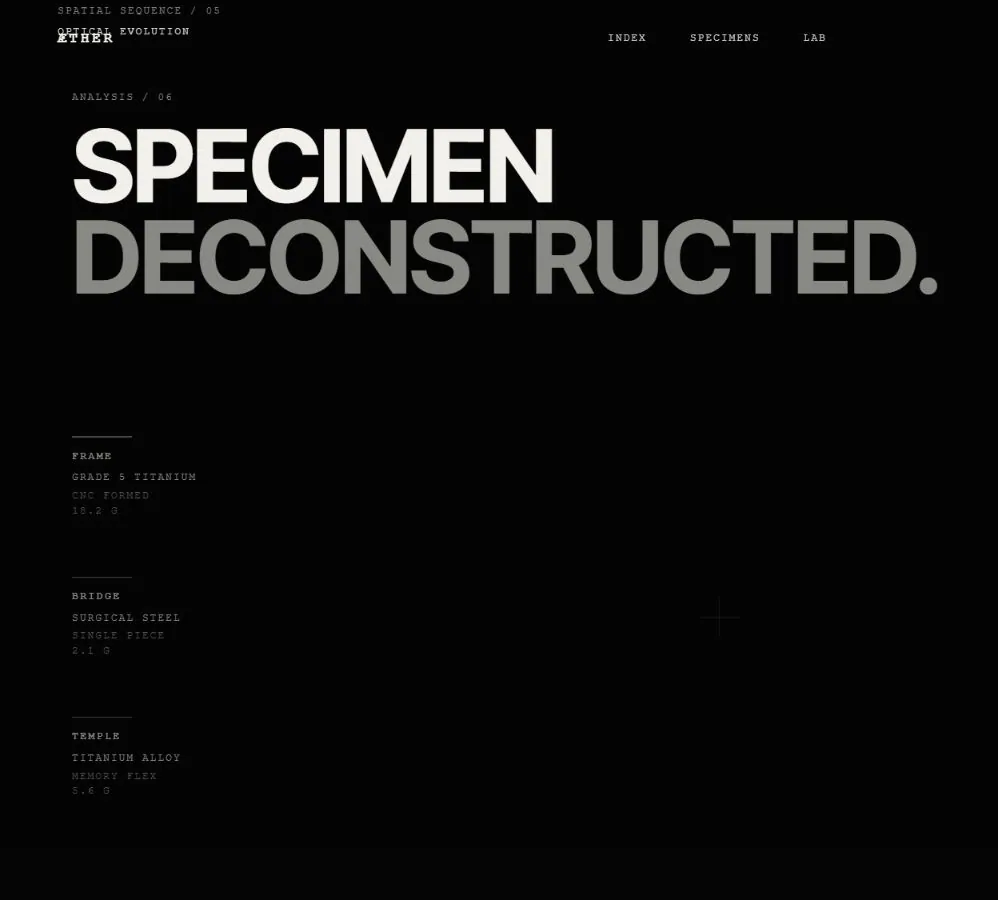 ÆTHER deconstructed specimen analysis interface