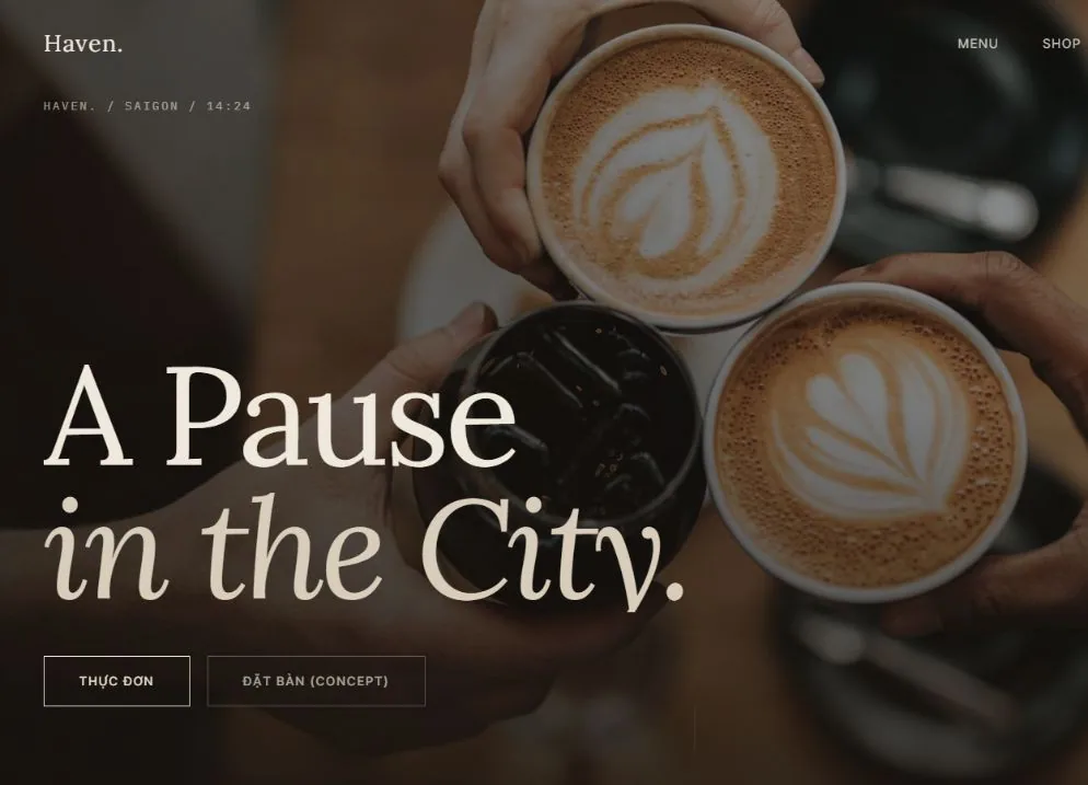 HAVEN live opening with A Pause in the City over warm coffee ritual imagery