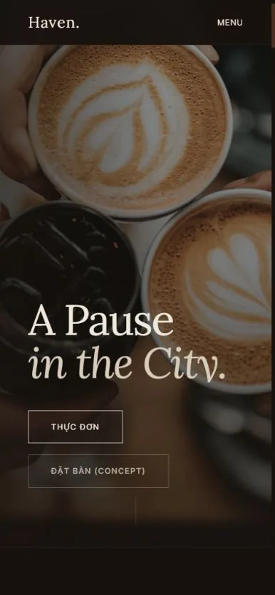 HAVEN mobile opening with A Pause in the City composition