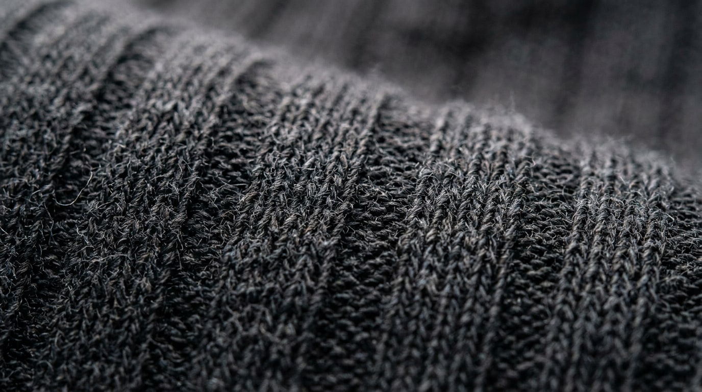 Macro study of the dense cotton knit used in the WEINS garment system